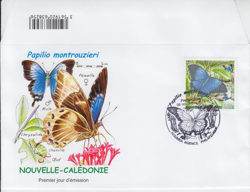 2014 New Caledonia Blue Butterfly First Day (Scott 1186) FDC