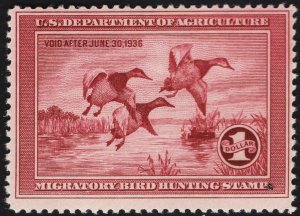 US #RW2 $1 Rose Lake Duck Stamp MINT NH SCV $750.00