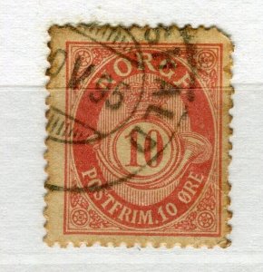 NORWAY; 1890-93 early 'ore' issue fine used Shade of 10ore. value