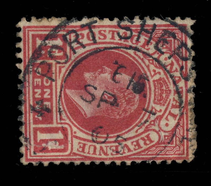 NATAL - 1905 -  PORT SHEPSTONE  DOUBLE CIRCLE DATE STAMP ON SG 147 (defective)