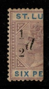 ST.LUCIA SG54e 1891 ½d on HALF 6d THICK 1 WITH SLOPING SERIF MTD MINT 