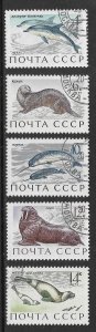 RUSSIA USSR 1971 SEA MAMMALS Set Sc 3882-86 CTO Used