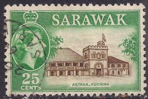 Sarawak 1955 - 59 QE2 25 ct Sepia & Green SG 197 ( R1100 )