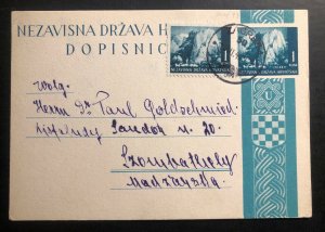 1942 Zagreb Croatia Germany PS Postcard Cover To Szombathely Hungary Judaica