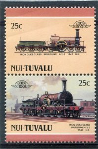 Nui Tuvalu 1985 TRAINS LOCOMOTIVES Pair Perforated Mint (NH)