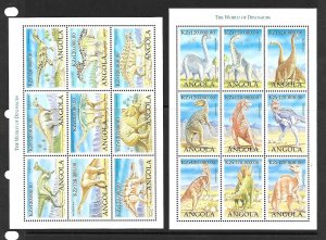 Angola Sc 1050-7 NH SET+2S/S+2M/S of 1998 - DINOSAURS SS & MS