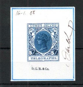 GERALD KING 'ALTERNATIVE LUNDY' 5/- TELEGRAPHS FANTASY DIE PROOF IN BLUE