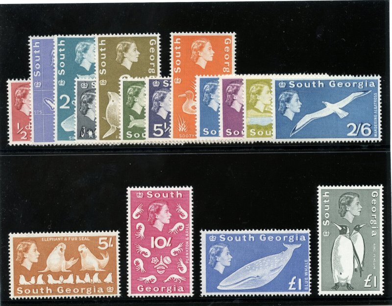 Falkland Is Dependencies 1963 QEII Definitive set superb MNH. SG 1-16. Sc 1-16.