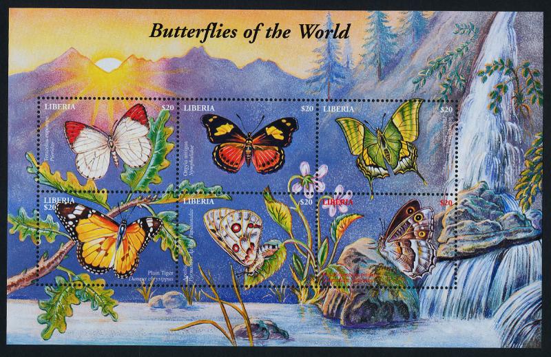 Liberia MNH Butterflies of the world, Flowers