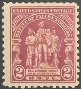 Scott #680 1929 2¢ Battle of Fallen Timbers unused HR