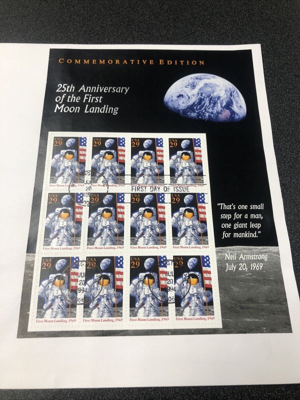 US 2841 Souvenir 25 Th Anniversary Of 1st Moon Landing FDC Cachet Cover