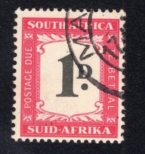 South Africa 1950 1p carmine rose & black Postage Due, Scott J40 used