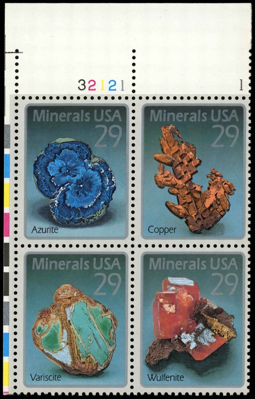 US Sc 2703a VF/MNH Plate Block - 1992 29¢ - Minerals; Se-Tenant Block of 4