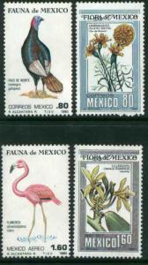 MEXICO 1195-1196, C632-C633 MEXICAN FLORA AND FAUNA. MINT, NH. VF.