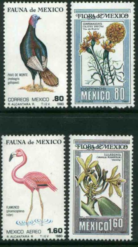 MEXICO 1195-1196, C632-C633 MEXICAN FLORA AND FAUNA. MNH