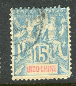 FRENCH INDO-CHINE; 1890s early classic Tablet issue used shade of 15c. value