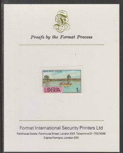 LIBERIA 1981  MANO RIVER BRIDGE  imperf on FORMAT INTERNATIONAL PROOF CARD