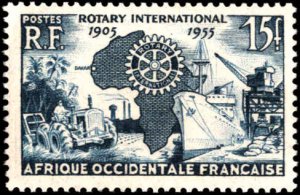 French West Africa #64, Complete Set, 1955, Rotary, Hinged