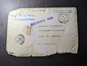 1945 England FPO Airmail Crash Cover FPO 726 to Jerusalem Palestine
