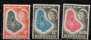 BARBADOS Scott # 254-6 MH - QEII & Boy Scouts 50 Anniversary In Barbados