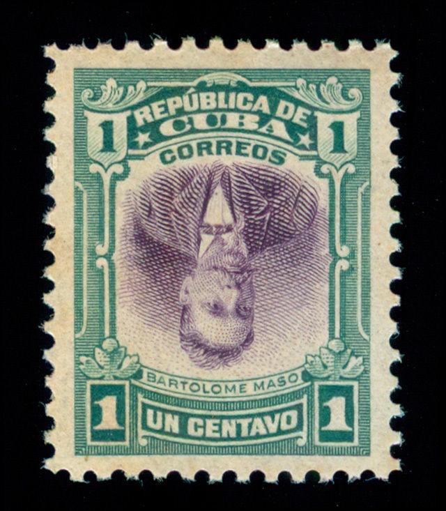 MOMEN: US POSSESSIONS STAMPS #239a INVERTED CENTER 1cCUBA MINT OG LH XF