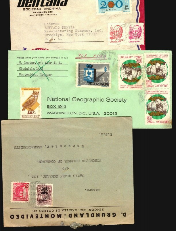 URUGUAY 26 AIRMAIL COVER LOT PLUNA  CENSOR OFFICIAL PANAGRA MILITARY MAIL TO USA