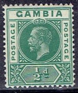 Gambia, Scott #70; 1/2p King George V, Wmk 3, MH