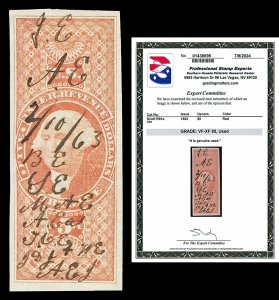 Scott R91a 1862 $5.00 Imperf Mortgage Used Graded VF-XF 85 Cat $200 w/ PSE CERT