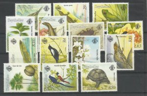 SEYCHELLES 1993 FLORA & FUNA SET Y/TELLIER:756-769 MNH LIGHT RUST