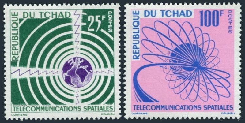 Chad 88-89,MNH.Michel 97-98. Space Communications,1963.Waves,Orbit patterns.