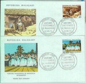 86341 - MADAGASCAR - POSTAL HISTORY - Set of 2 FDC COVERS 1972 - Ethnic types 