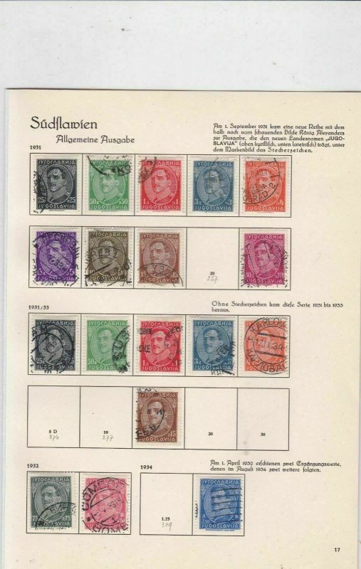 yugoslavia 1931-32 used stamps  ref 10537