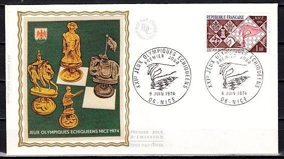 France, Scott cat. 1413. 21st Chess Olympiad issue. Silk Cachet First day cover.