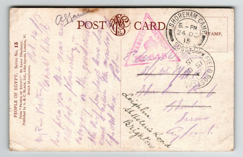 Great Britain 1915 Shoreham Camp Army PO Card / Light Creasing - Z13373