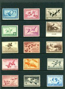 United States Federal Hunting Duck Stamps #RW1-RW72 Mint Never Hinged F/VF Set 