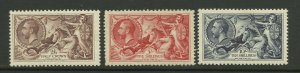 1934 Set of 3 Re-engraved Seahorses, Sg 450-452, Lightly Mounted Mint{TT1053-8}