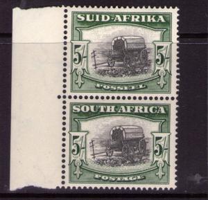 South Africa SG122A 1947 5/- pair lightly hinged