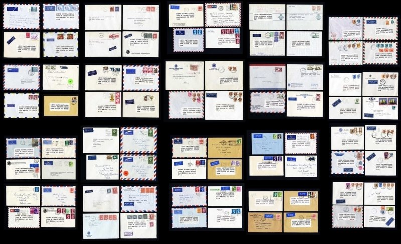 Lot of 80 Lions Club covers from Europe to Lions International, Oakbrook, IL