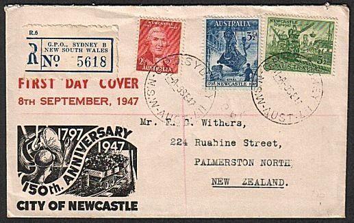 AUSTRALIA 1947 150th Anniv Newcastle commem FDC..................17975