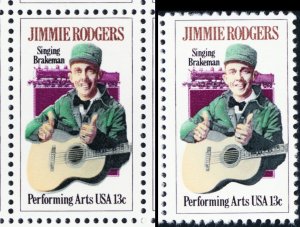 1755, MNH 13¢ Jimmie Rodgers Nice Color Shift Error With Normal - Stuart Katz