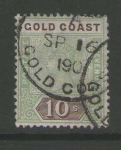 Gold Coast 1900 QV 10sh SG 34 FU 