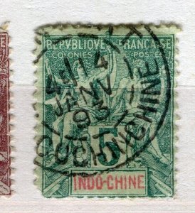 FRENCH INDO-CHINE; 1890s classic Tablet type fine used 5c. value Postmark