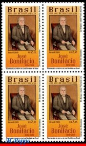 3417 BRAZIL 2019 JOSE BONIFACIO, CELEBRITY, 200 YEARS INDEPENDENCE, BLOCK MNH