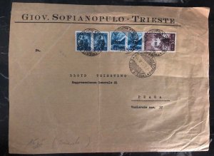 1950 Triest Italy Oversized Navigation Company Cover To Prague Czechoslovakia B