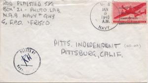 United States Fleet Post Office 6c Transport 1945 U.S. Navy Navy 943 Photo La...