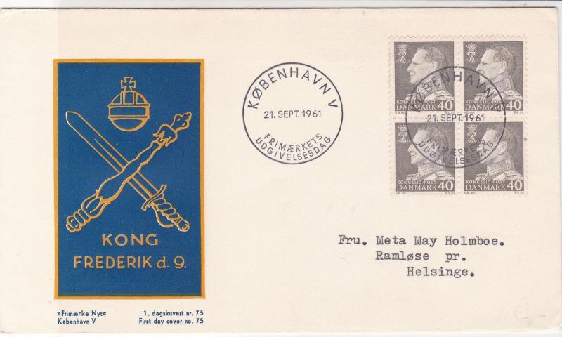 Denmark 1961 King Frederik Copenhagen Slogan Cancels FDC Stamps Cover Ref 25678