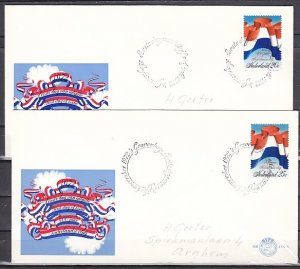 Netherlands, Scott cat. 497-498. 400th Anniv. Dutch Flag. First day cover. ^