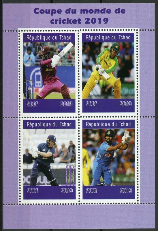 Chad Sports Stamps 2019 MNH Cricket World Cup 2019 England & Wales 4v M/S 