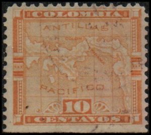 Panama 18 - Used - 10c Map of Panama Isthmus(1892)