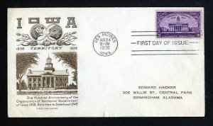 # 838 First Day Cover addressed with Grimsland cachet - 8-24-1938